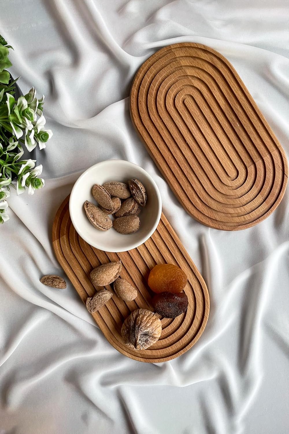 Tezyinat -Ahşap Sarmal Serisi Doğal Kayın Ağacından Sunum Tahtası 1 adet