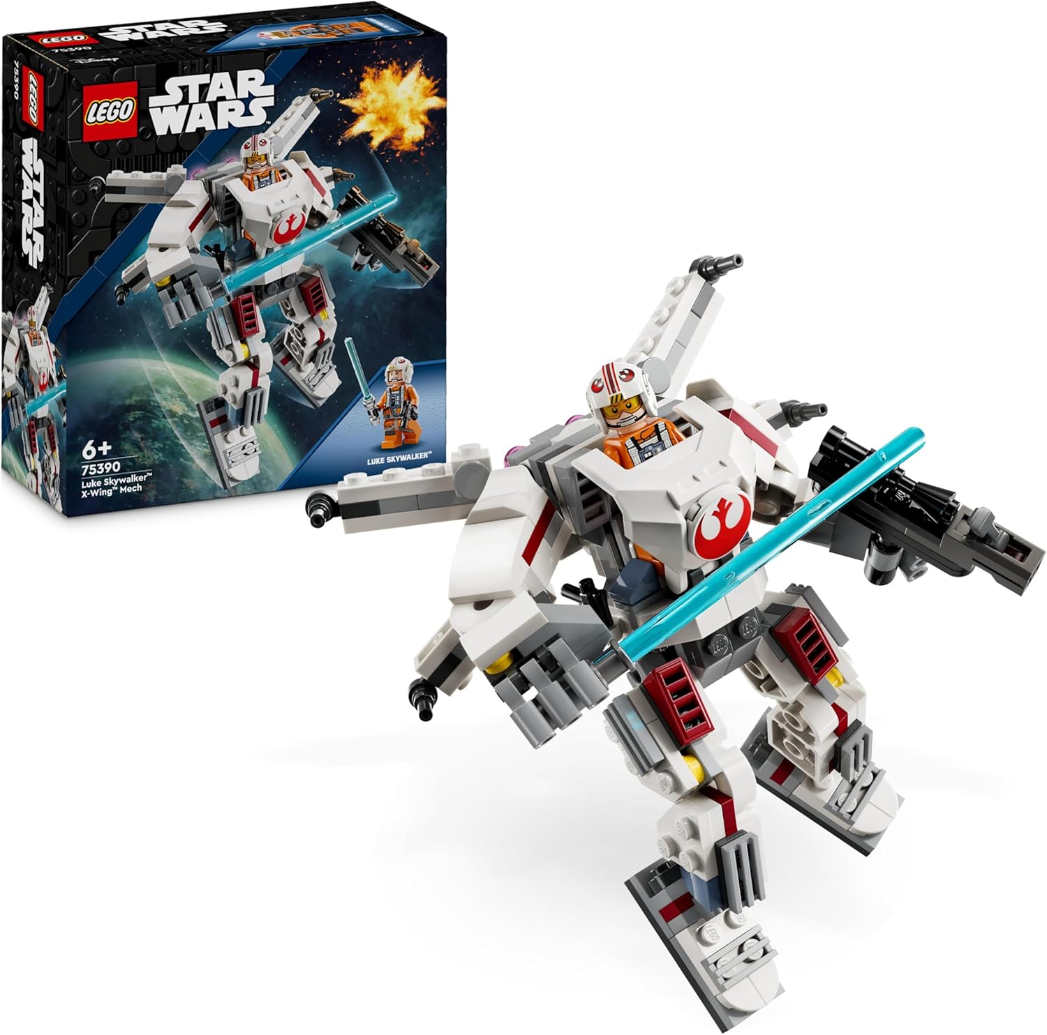 Luke Skywalker X–Wing Robotu 75390 – 6 Yaş ve Üzeri Çocuklar için Hediye Fikri, Işın Kılıcı ve Blaster Silahıyla Birlikte Minifigür İçeren Yaratıcı Oyuncak Yapım Seti (195 Parça)