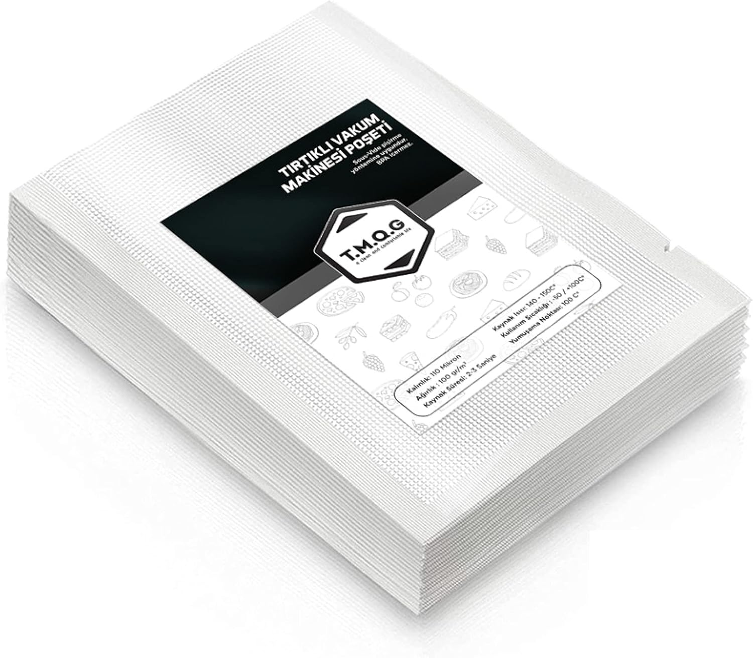 100 Adet Tırtıklı Vakum Makinesi Poşeti Torbası (SEÇENEKLİ) (20x25cm)