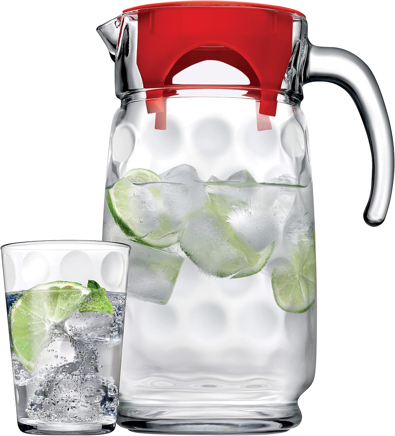 Space Su Takımı Kırmızı Kapaklı 1600 cc Sürahi ve Su Bardağı