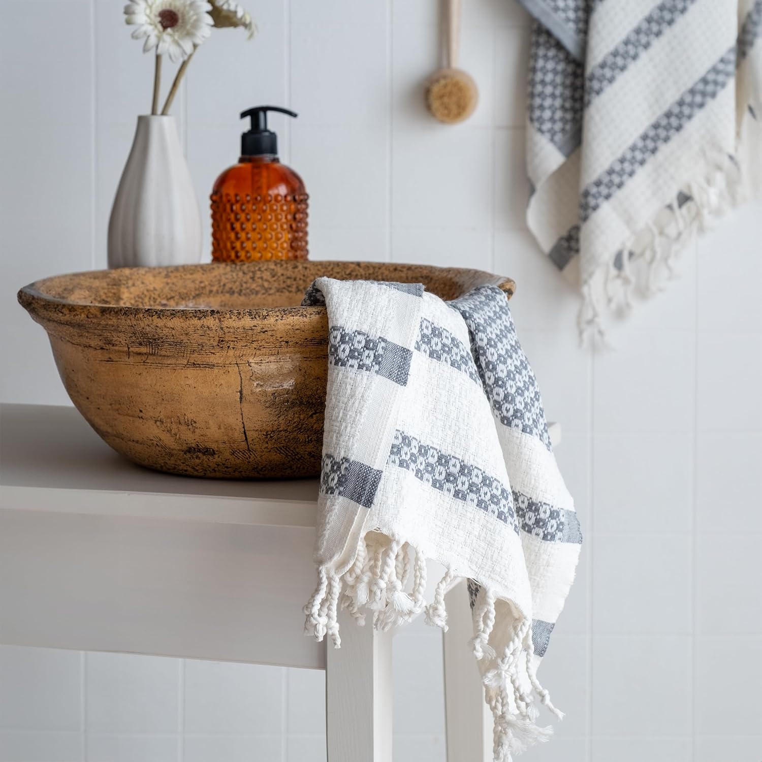 2'li Havlu Seti, Plaj Havlusu, Hamam, Çocuk Peştamal, (100x47-Peşkir), (100x180-Peştamal) (Gri)