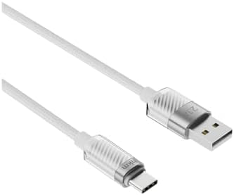 hkm tech KNIT GLAM 2.1A hızlı şarj destekli, USB-A to Type-C Şarj ve Data Aktarım Kablosu, 1 metre, Beyaz