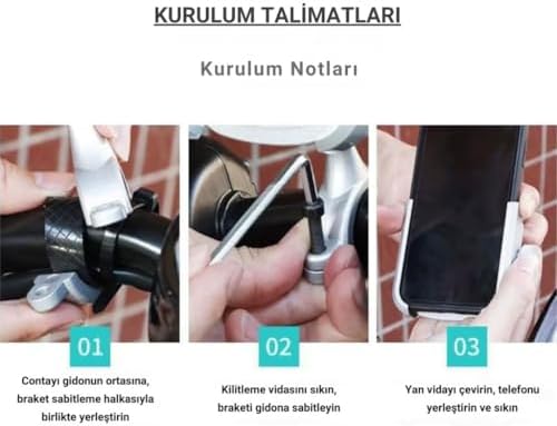 Alüminyum Gidon Sıkıştırmalı Motosiklet Telefon Tutucu Scooter Bisiklet Telefon Tutucu Sarsılmaz