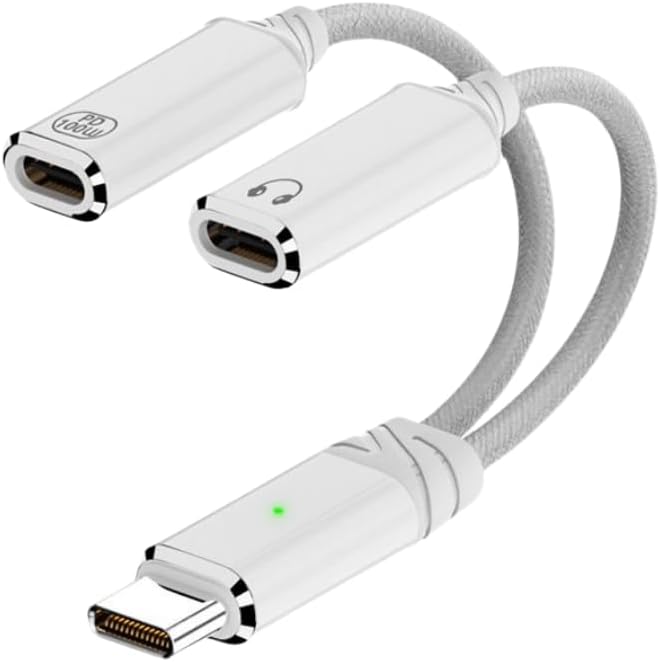 2in 1 100W Type C to Type C & Type C Hızlı Şarj Kulaklık Arama Dönüştürücü OTGTC