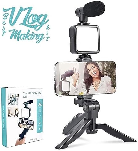 Heartz Kit Kumandalı Mikrofon, Led Işık ve Mini - Telefon Vlog Video Kayıt AY-49 Üretimi İçin
