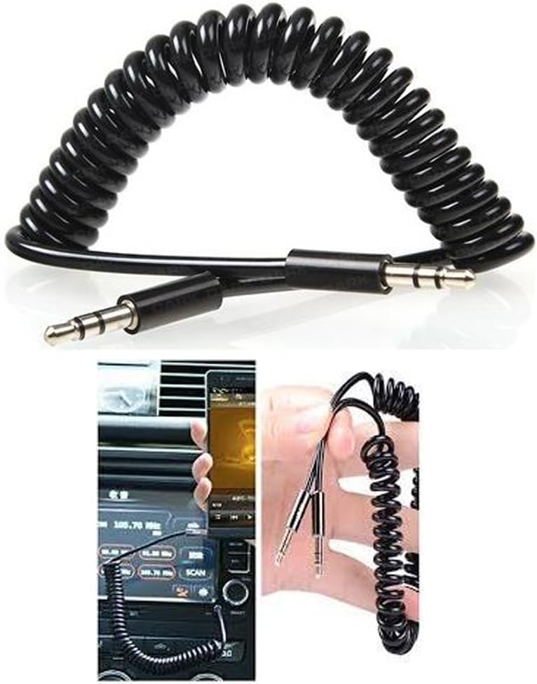 1 Metre Spiralli Aux 3.5mm Kulaklık Ses Aktarma Kablosu, Araç telefon tablet laptop pc