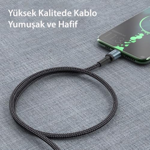 2M 60W Hasırlı Type-C to Type-C PD Hızlı Şarj Kablosu - Siyah