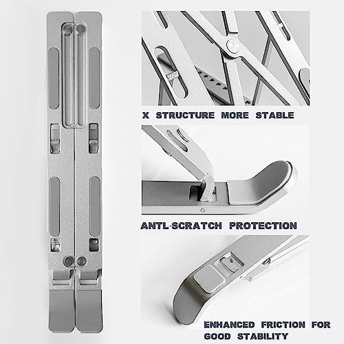 ® Alüminyum Laptop Standı – 7 Kademeli Yükseklik Ayarı, 15.6 inç’e Kadar Notebook/Tablet Uyumlu, Katlanabilir & Taşınabilir Ergonomik Tutucu