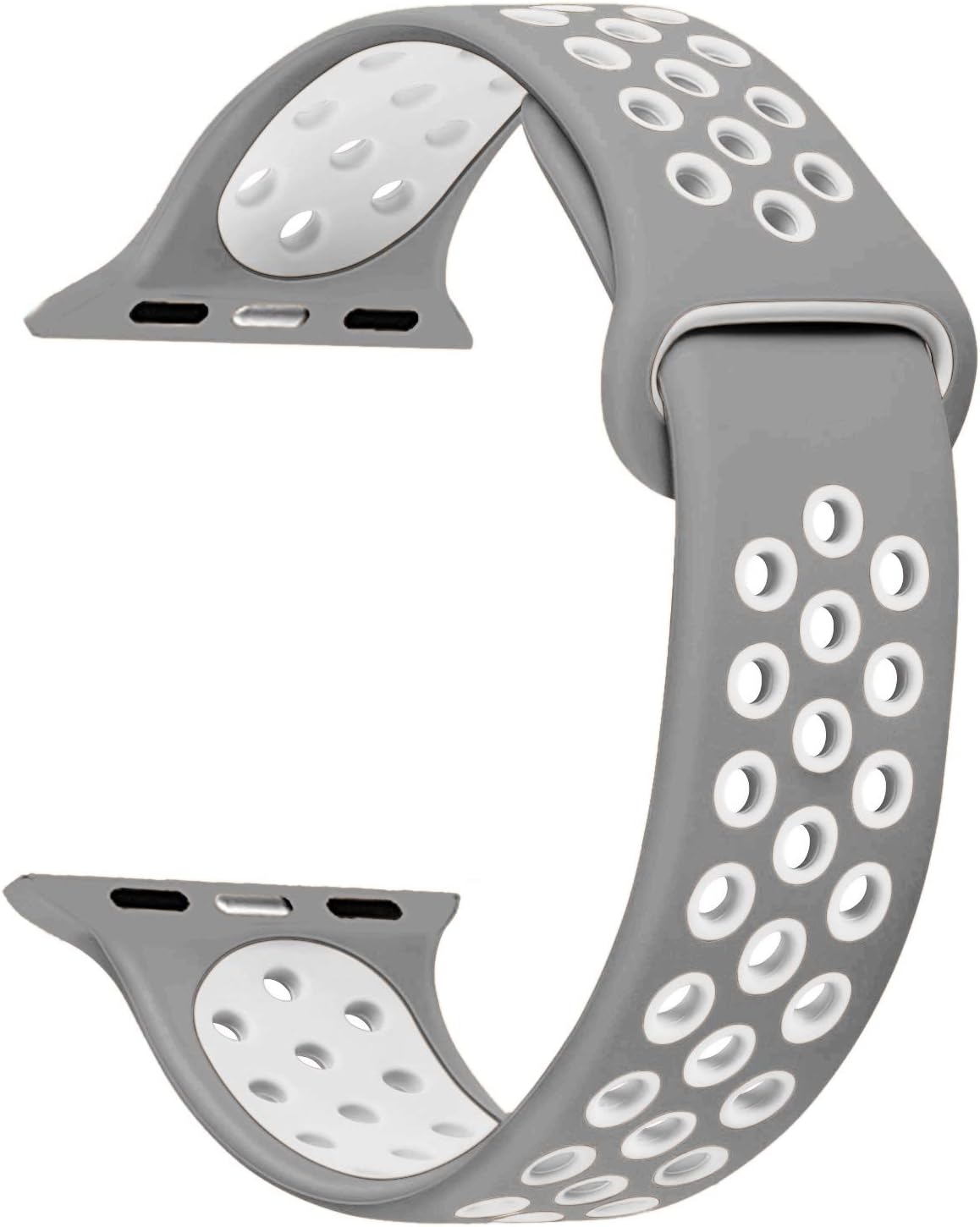 Series 8 45mm için Kordon Sport Kayış Gri Beyaz