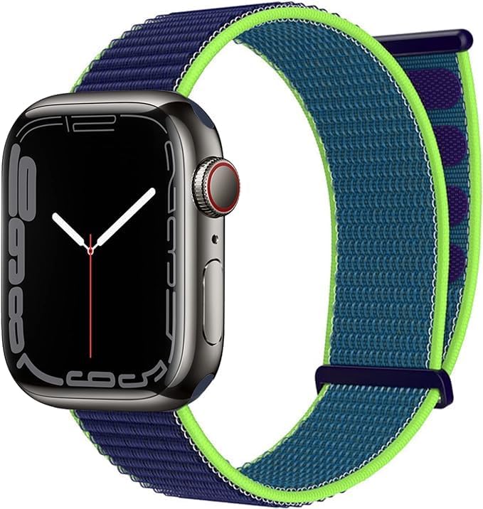 watch ile Uyumlu Hasır Örme Spor Loop Kordon Kayış 38-40-41 mm (Lacivert - Yeşil)