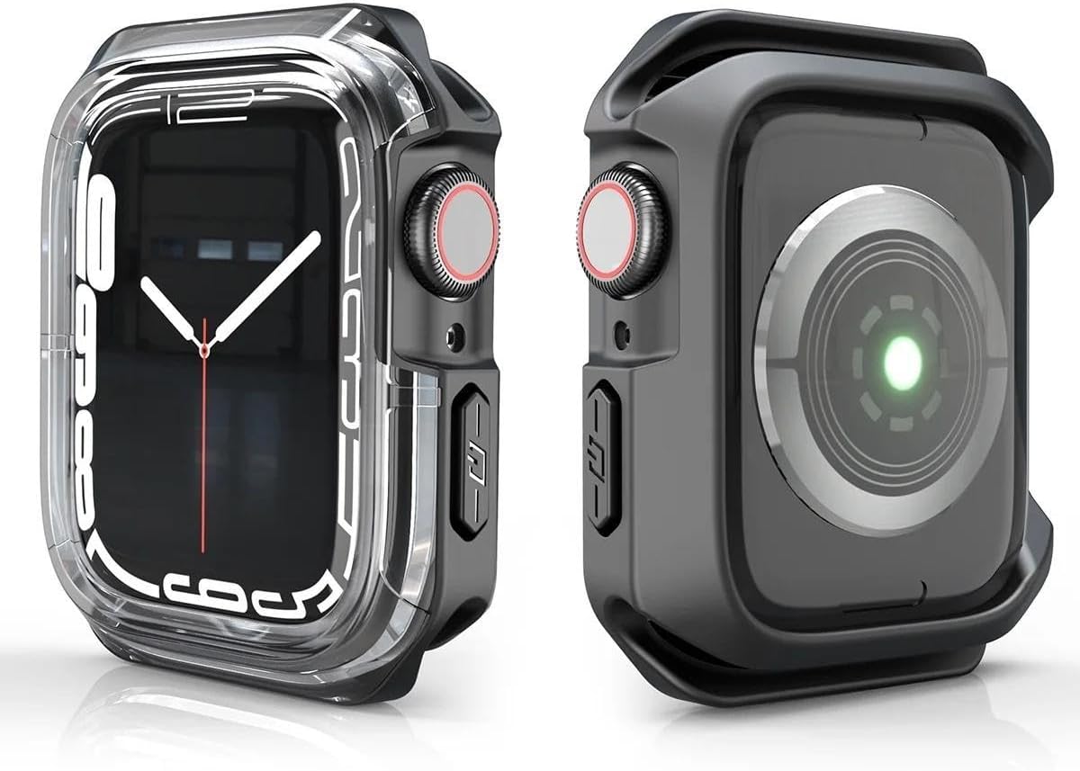 45mm Uyumlu Tam Koruma, Darbeye Dayanıklı, Koruyucu Silikon Kılıf(Siyah-Şeffaf)