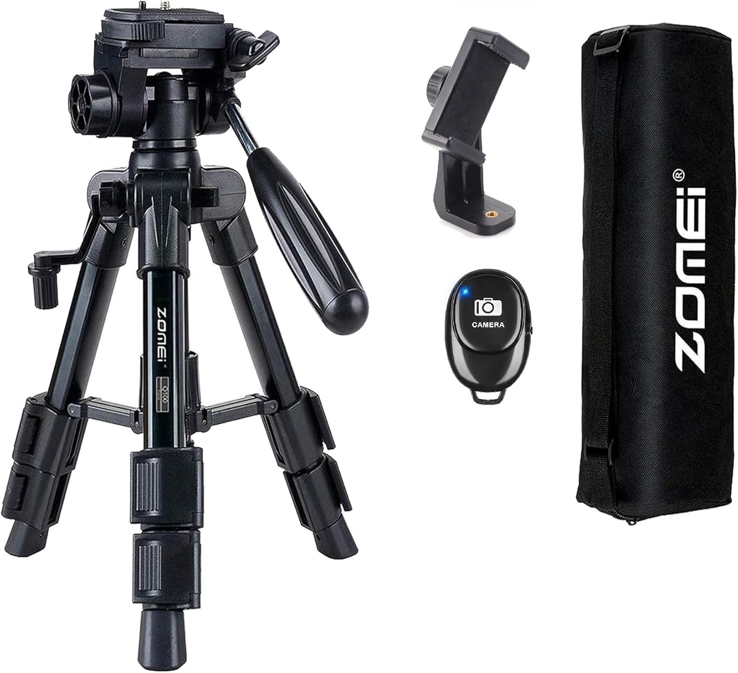 Zomei Q100 Tam Profesyonel Kaliteli Alüminyum Taşınabilir Masaüstü Telefon/Tablet Projeksiyon Tripodu Telefon Tutucu ve Bluetooth Kumanda ile Birlikte