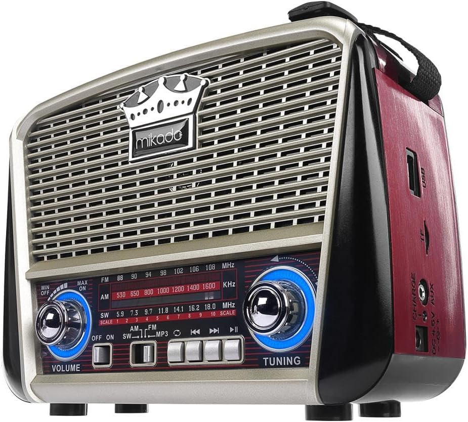 MDR-8BT PLUS Siyah/Altın Klasik Radyo Solar Panelli Usb-TF Destekli Bluetooth