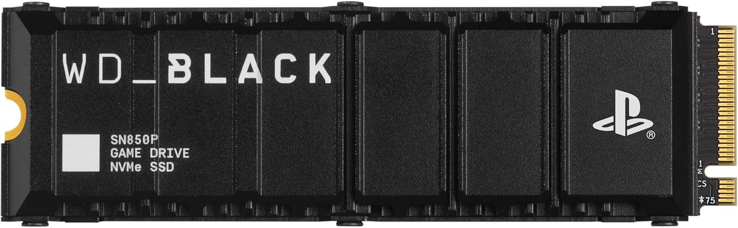 WD_BLACK 1TB SN850P 4TB NVMe M.2 SSD PS5 Konsolları için Resmi Lisanslı Depolama Genişletmesi, 7300MB/s'ye kadar, soğutucu ile - WDBBYV0010BNC-WRSN