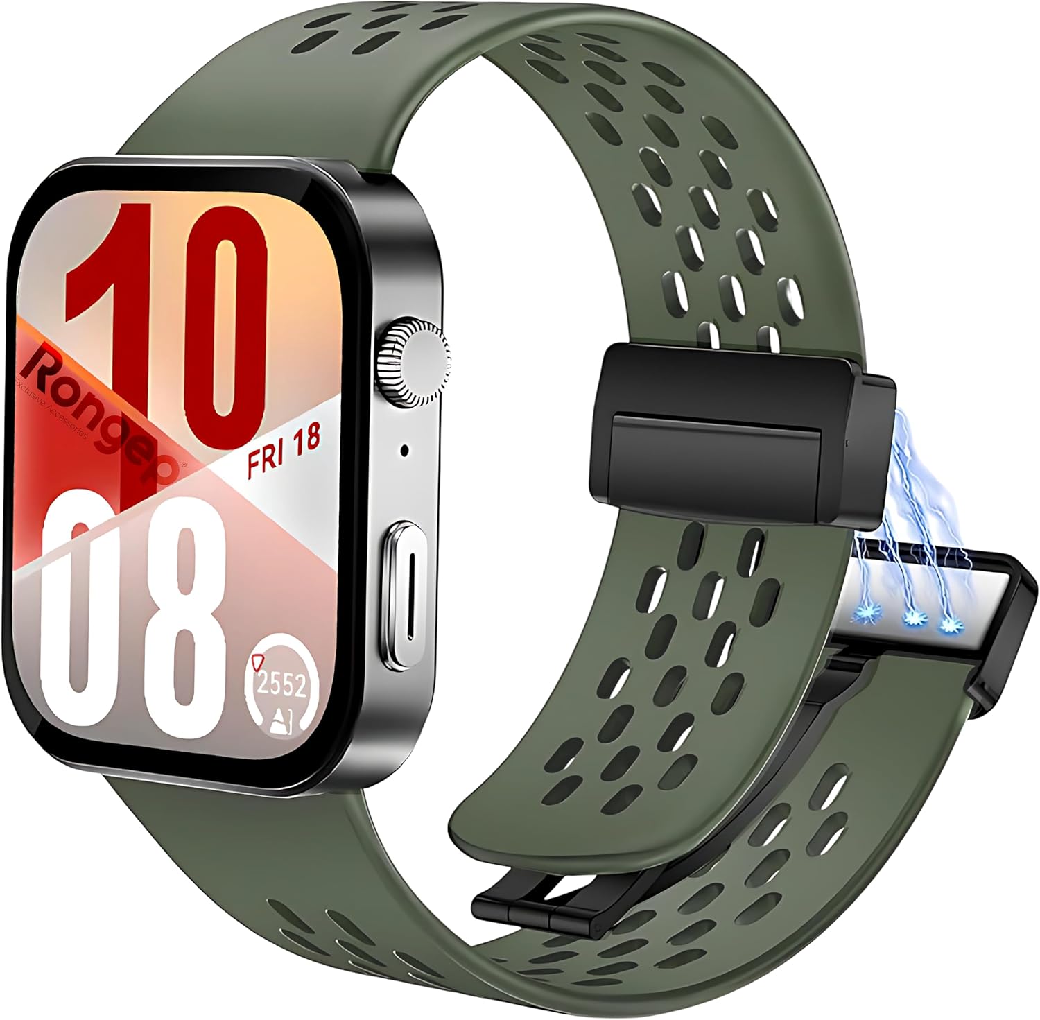 Fit 4/4 Pro/Fit 3 ile Uyumlu Air Loop Kordon Manyetik Kilit Mekanizmalı Nefes Alabilirlik Sağlayan Delikli Doku Deformasyona Karşı Dayanıklı Yedek Fit 4 Kayışı