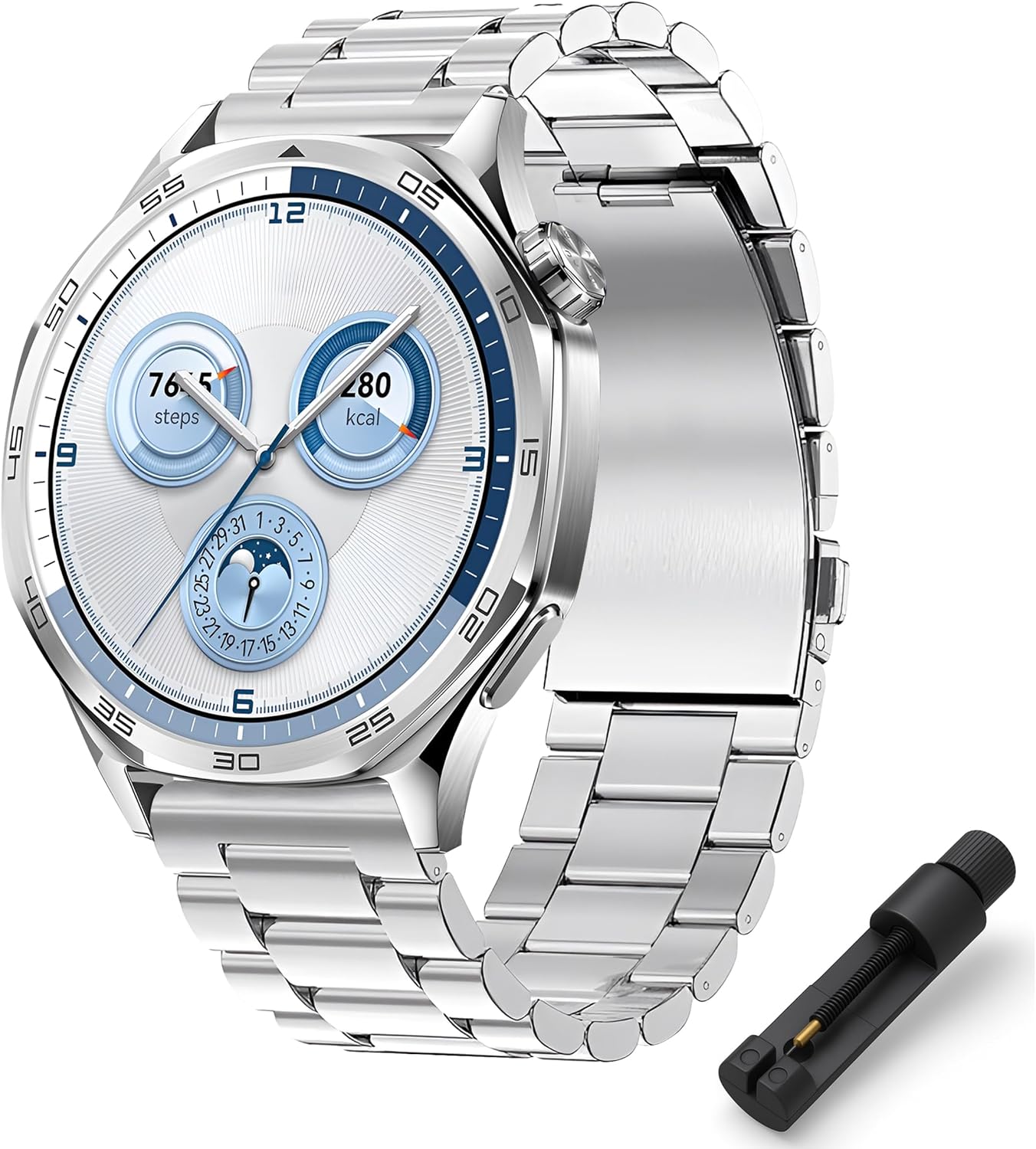 22mm ile Uyumlu Saatler için Paslanmaz Çelik 46mm Baklalı Kordon (GT5 Pro/GT5/GT4/ 4 Pro/GT3/GT3 Pro/GT2/GT2 Pro) GALAXY (Gear S3/ 46mm)