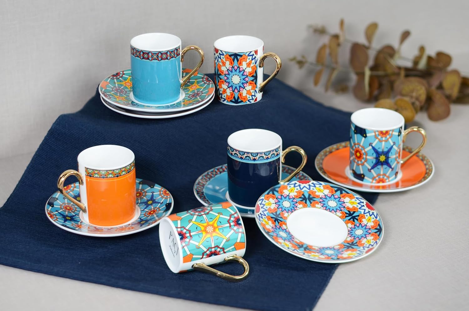 Avangart Serisi Etnik Desenli 6'lı Türk Kahvesi Fincanı Seti