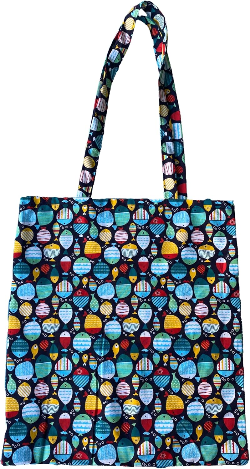 - Balık Baskılı Bez Çanta