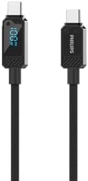 DLC5011C Type-C - Type-C Şarj Kablosu, 100W, Hızlı Şarj, 5A Yüksek Akım, 1 Metre, Dayanıklı Örgü Kablo, Dijital Göstergeli (Siyah)