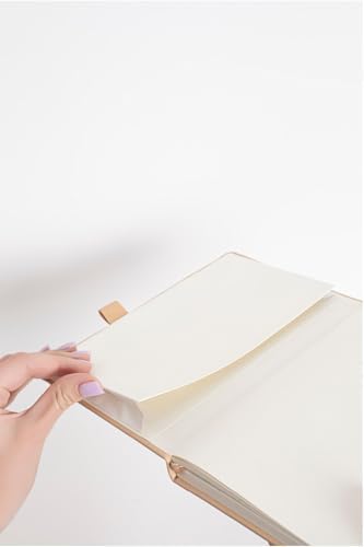 Sert Kapaklı Lastikli Tarihsiz Kalın Yapraklı Noktalı Defter 14x20 Cm - Bej