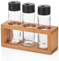 3lü Ahşap Stantlı Baharat Takımı Lisa Baharatlık Seti