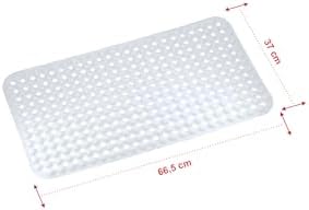 Premium Serisi Banyo - Küvet İçi Kaydırmaz Vantuzlu Yuvarlak Desenli Diktördgen Paspas 66,5 x 36,5 cm, Beyaz