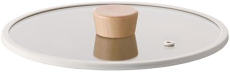 26CM Düz Silikon Çerçeveli Cam Kapak Bej