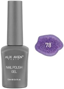 ALIX AVIEN Işıltılı Mor Kalıcı Oje 78-Yoğun Renk Veren Jel Oje 12 ml-Nail UV Gel Polish 78