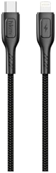 hkm tech KNIT 30W Hızlı Şarj Destekli, Type-C to Lightning Şarj ve Data Aktarım Kablosu, 1 metre, Siyah