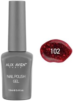 ALIX AVIEN Işıltılı Kırmızı Kalıcı Oje 102-Yoğun Renk Veren Jel Oje 12 ml-Nail UV Gel Polish 102
