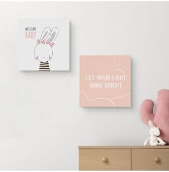 Bebek Odasına Özel Minimal Tavşan Tasarımlı Kanvas 25 X 25 Cm Ölçüsündedir