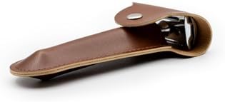 Tıraş Bıçağı Seyahat Kılıfı, Çift Taraflı Koruma, Çıtçıt Kapaklı Emniyetli Taşıma (Kahverengi)