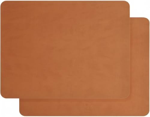 2 Adet Amerikan Servis – 44x35 cm Taba Renk Deri Masa Altlığı, Su Geçirmez, Kaymaz, Dayanıklı Şık Sofra ve Masa Koruyucu Placemat Seti