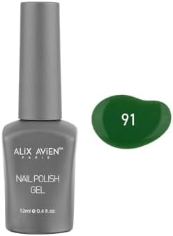 ALIX AVIEN Çim Yeşili Kalıcı Oje 91-Yoğun Renk Veren Jel Oje 12 ml-Nail UV Gel Polish 91