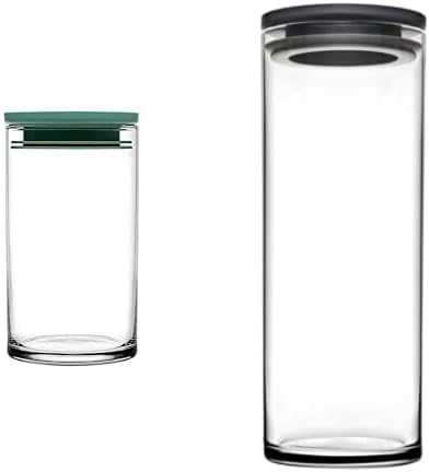 Breakfast Saklama Kavanozu - 750 cc - 2'li - Yeşil Kapak + 1250 cc - 2'li - Gri Kapak + Yeşil Kapak 1 adet Şeffaf, 120 cc