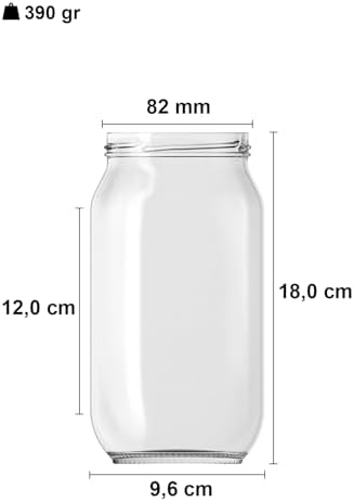 1000 ml Şeffaf Cam Kavanoz 1000 cc Konserve Metal Kapaklı Cam Kavanoz 6 Adet (Şeffaf, 1000 cc)