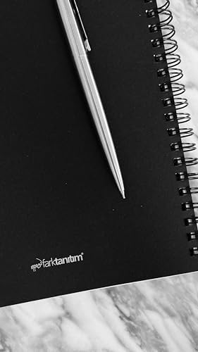 Spiralli Defter, Siyah Kapaklı, A5 Boyutunda (15x21 cm), 100 Yaprak (Kareli)