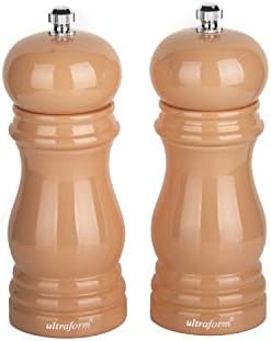 Ahşap Karabiber ve Tuz Değirmen Seti 14 Cm Pembe