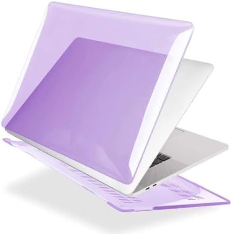 MacBook Pro Kılıf 16.2 İnç M4–M3–M2–M1 Uyumlu Kristal Parlak TPU Şeffaf Ultra İnce Darbe Çizik Koruyucu Hardcase Sert Kapak Açık Lila