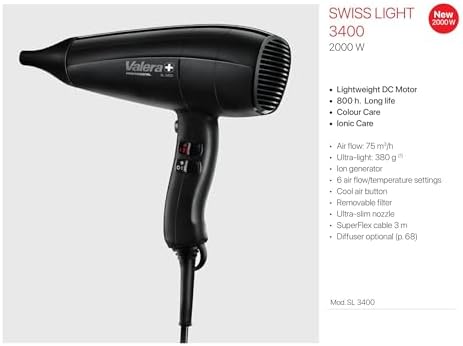 Valera Swiss Light 3400 Saç Kurutma Makinesi Siyah