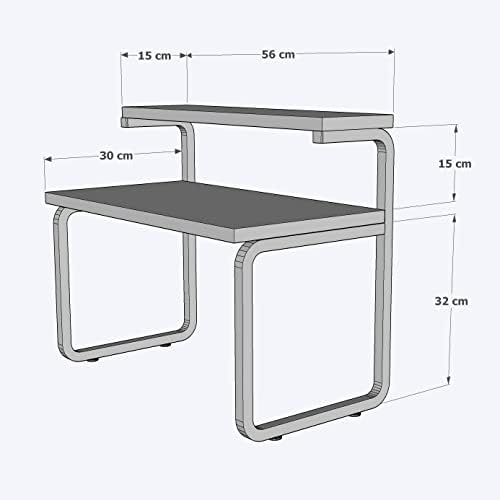 Dehalimited Mutfak Organizer Tezgah Üstü Metal Raflı Mikrodalga Fırın Standı Bambu, Dehalimited