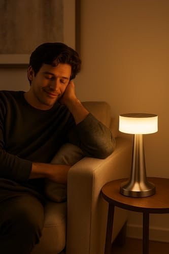 3 Modlu Dokunmatik Denver Masa Lambası Gümüş Renk Metal Gövdeli Kablosuz Şarj Edilebilir USB Şarjlı Led Masa Lambası Modern Tasarımlı Portatif Gece Lambası