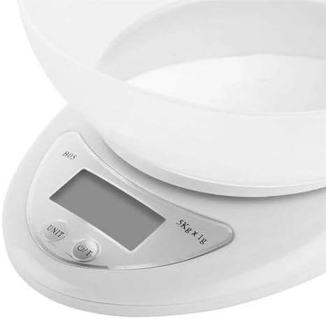 B-05 Dijital Mutfak Terazisi (5KG / 1GR) Hassas Tartı Kilo Ölçer Beyaz / 5 kg Kap Hediyeli