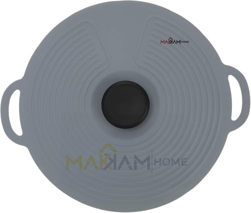 Makkam Silikon Tencere Kapağı, Tava Kapağı, Isı Koruyucu, Vakumlu kapak, Muhafaza kapağı (Gri, 28Cm)