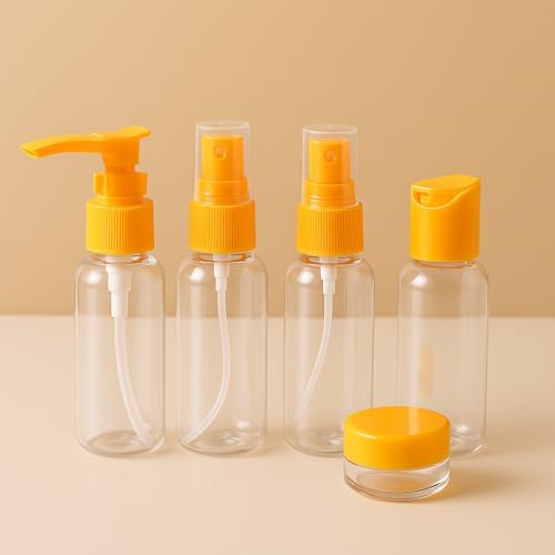 5 Parça Seyahat Çanta İçi Şişeler Makyaj & Kişisel Bakım Şişe Seti (5, Turuncu)