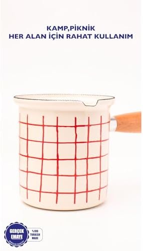 Cupid Kareli Ahşap Saplı Cezve (500Ml-6 Kişilik)