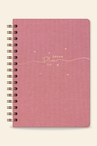 A5 Spiralli Sert Kapak Kareli Tarihsiz Not Defteri Pembe