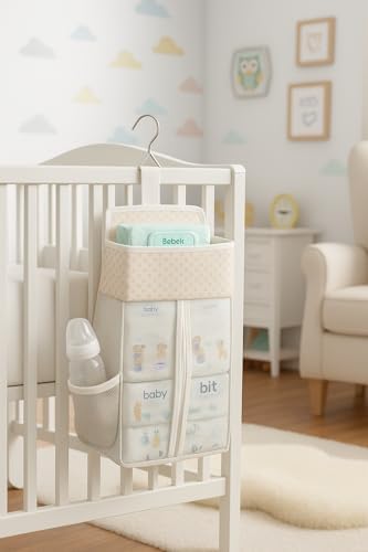 Cepli Beşik Yanı Düzenleyici - Bebek Yatak ve Beşik Yanı Çok Amaçlı Düzenleyici (Bej)