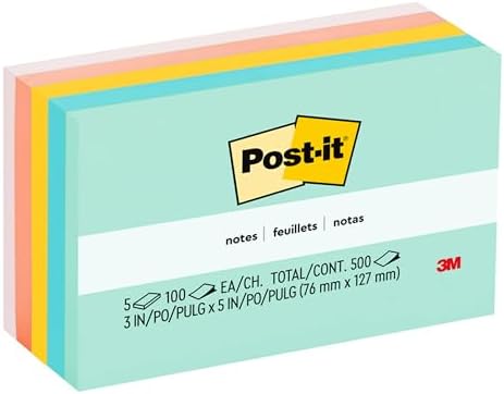 Notlar, 7,6 x 12,7 cm, 5 Blok, Amerika'n n No. 1 Favorite Sticky Notes, Marseille Koleksiyonu, Pastel Renkler (Pembe, Nane, Sar), Geri D n t r lebilir (655-AST)