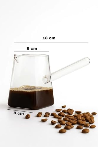 Borosilikat Cam Cezve – Dayanıklı, Ocak Üstü Uyumlu Şeffaf Kahve Cezvesi 400 ml